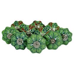 Ceramic  Knobs - Two Design Set - Hardware Door Decorative Dresser Pulls Luxurious Crafted By Hand - Set Of 10 Pack