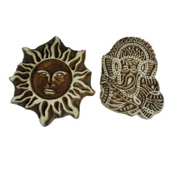 NOVELIKA-Wooden Print Religious And Paisley Design Pattern Blocks (Set of 5)