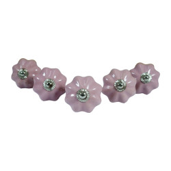 Pink Ceramic Door Knob - For Drawer Kitchen Cabinet Hardware Door Pulls Decorative Dresser Premium Elegance - Pack Of 5