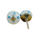 White & Polka Blue Dot Ceramic Drawer Knobs - For Kitchen Cabinet Hardware Door Handle Pulls Decorative Dresser - Pack Of 5