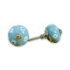 Grey & White Floral Ceramic Knob - Flower Door Handle - For Kitchen Cabinet Hardware Door Pulls Decorative Dresser - Pack Of 5
