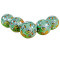 Green & Red Flower Design Ceramic Door Knob - For Drawer Kitchen Cabinet Hardware Door Pulls Decorative Dresser - Pack of 5
