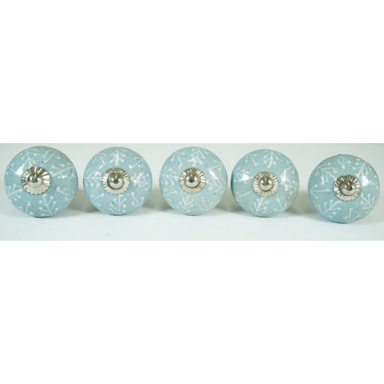 Grey & White Arrow Design Ceramic Drawer Knobs - For Kitchen Cabinet Hardware Door Handle Pulls Decorative Dresser - Pack Of 5