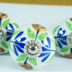 Colorful Blue ,Green Ceramic Knobs -For -Kitchen Cupboard ,Furniture Home Decor,  Cabinet - Drawer - Cabinet pulls - Door knobs. (Set Of 5).