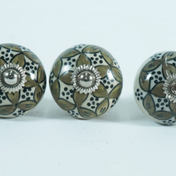 White & Brown Flower Design Ceramic Drawer Knobs - For Kitchen Cabinet Hardware Door Handle Pulls Decorative Dresser - Pack Of 5 White & Brown Flower Design Ceramic Drawer Knobs - For Kitchen Cabinet Hardware Door Handle Pulls Decorative Dresser - Pack Of 5