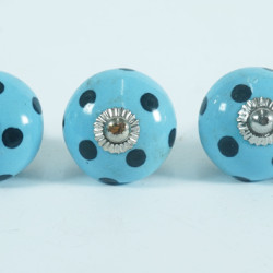 Ceramic Knobs - Blue Black Polka Dotted - Kitchen Cabinet Hardware Door Decorative Dresser Pulls - Set Of 5 Pack Ceramic Knobs - Blue Black Polka Dotted - Kitchen Cabinet Hardware Door Decorative Dresser Pulls - Set Of 5 Pack