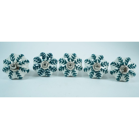 Ceramic knobs - Dark Green Leaf - Hardware Door Decorative Dresser Pulls Luxurious Crafted by Hand - Set Of 5