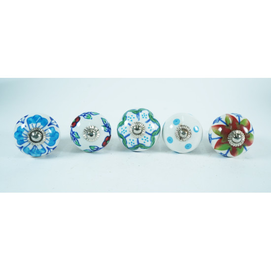 Ceramic Knobs - Multicolor Design - Kitchen Cabinet Hardware Door Decorative Dresser Pulls - Set Of 5 Ceramic Knobs - Multicolor Design - Kitchen Cabinet Hardware Door Decorative Dresser Pulls - Set Of 5