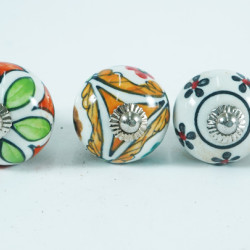 Multicolor Flower Design Ceramic Drawer Knobs - For Kitchen Cabinet Hardware Door Handle Pulls Decorative Dresser - Pack Of 5