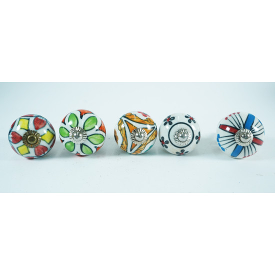 Multicolor Flower Design Ceramic Drawer Knobs - For Kitchen Cabinet Hardware Door Handle Pulls Decorative Dresser - Pack Of 5 Multicolor Flower Design Ceramic Drawer Knobs - For Kitchen Cabinet Hardware Door Handle Pulls Decorative Dresser - Pack Of 5