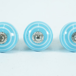 Ceramic Knobs - Blue . White Round Line Shape - Knobs for Drawer Dresser Cupboard Cabinet Kitchen Wardrobe Desk - Pack of 5 Ceramic Knobs - Blue . White Round Line Shape - Knobs for Drawer Dresser Cupboard Cabinet Kitchen Wardrobe Desk - Pack of 5