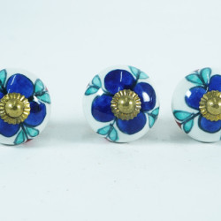 Ceramic Knobs - Blue Elegant Floral Door Pulls - Knobs for Drawer Dresser Cupboard Cabinet Kitchen Wardrobe Desk - Pack of 5 Ceramic Knobs - Blue Elegant Floral Door Pulls - Knobs for Drawer Dresser Cupboard Cabinet Kitchen Wardrobe Desk - Pack of 5