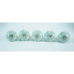 Green & White Heart Design Ceramic Drawer Knobs - For Kitchen Cabinet Hardware Door Handle Pulls Decorative Dresser - Pack Of 5 Green & White Heart Design Ceramic Drawer Knobs - For Kitchen Cabinet Hardware Door Handle Pulls Decorative Dresser - Pack Of 5