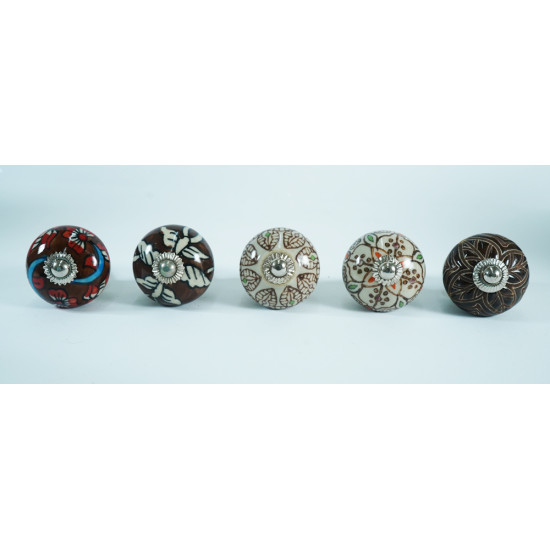 Ceramic Knobs - Multicolor Flower Design - For Drawer Kitchen Cabinet Hardware Door Pulls Decorative Dresser Premium Elegance - Set Of 5 Ceramic Knobs - Multicolor Flower Design - For Drawer Kitchen Cabinet Hardware Door Pulls Decorative Dresser Premium Elegance - Set Of 5