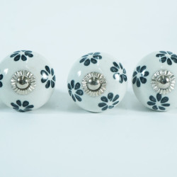 White Black Floral Design Ceramic Drawer Knobs - For Bathroom, Kitchen Cabinet Hardware Door Pulls Decorative Dresser Premium Elegance - Pack Of 5 White Black Floral Design Ceramic Drawer Knobs - For Bathroom, Kitchen Cabinet Hardware Door Pulls Decorative Dresser Premium Elegance - Pack Of 5