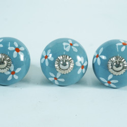 Grey & Lily Round Shaped Handle Pull Ceramic Knob - For Kitchen Cabinet Hardware Door Pulls Decorative Dresser - Pack Of 5