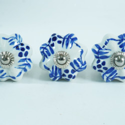 Ceramic knobs - Blue Leaf & Flower Design - For Farmhouse, Home, Office, Garage, Room, Bathroom, Kitchen, Bedroom and Entryway - 5 Pack Ceramic knobs - Blue Leaf & Flower Design - For Farmhouse, Home, Office, Garage, Room, Bathroom, Kitchen, Bedroom and Entryway - 5 Pack