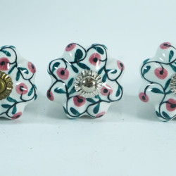 Ceramic Knobs - Green Leaf & Dot Design - For Drawer Kitchen Cabinet Hardware Door Pulls Decorative Dresser Premium Elegance - 5 Pack Ceramic Knobs - Green Leaf & Dot Design - For Drawer Kitchen Cabinet Hardware Door Pulls Decorative Dresser Premium Elegance - 5 Pack