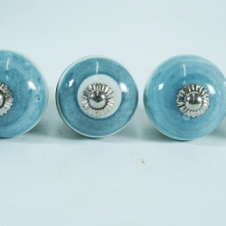 Grey & White Line Handle Pull Ceramic Knob - For Kitchen Cabinet Hardware Door Pulls Decorative Dresser - Pack Of 5