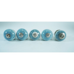 Grey & White Line Handle Pull Ceramic Knob - For Kitchen Cabinet Hardware Door Pulls Decorative Dresser - Pack Of 5