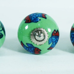 Ceramic knobs .Multi Design Fish & Floral Shape Hand Painted Ceramic knobs. For  Kitchen Cupboard ,Furniture Home Décor,  Cabinet - Drawer - Cabinet pulls - Door knobs. (Set Of 5.)