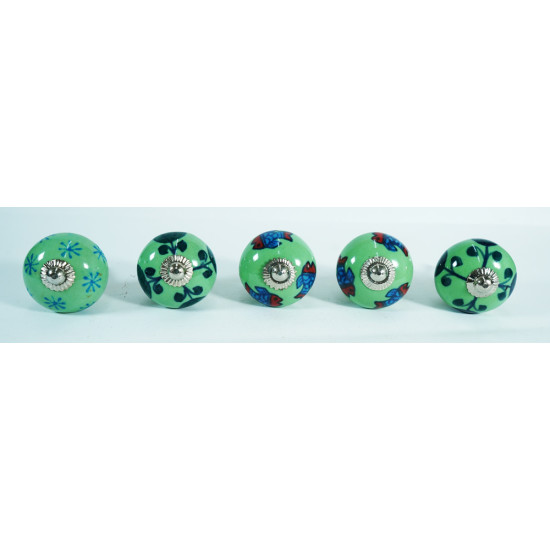 Ceramic knobs .Multi Design Fish & Floral Shape Hand Painted Ceramic knobs. For  Kitchen Cupboard ,Furniture Home Décor,  Cabinet - Drawer - Cabinet pulls - Door knobs. (Set Of 5.)