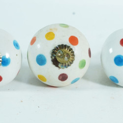 White & Colorful Polka Dot Ceramic Door Knobs - For Drawer Kitchen Cabinet Hardware Door Pulls Decorative Dresser Premium Elegance - Pack Of 5 White & Colorful Polka Dot Ceramic Door Knobs - For Drawer Kitchen Cabinet Hardware Door Pulls Decorative Dresser Premium Elegance - Pack Of 5
