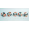 Ceramic Knobs - Orange Flower & Black Leaf Design - Decorative Kitchen and Dresser Handles - Set Of 5 Pack