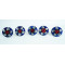 Ceramic Knobs - Blue Round, White Leaf - For Decorative Kitchen and Dresser Handles - Set Of 5 Pack