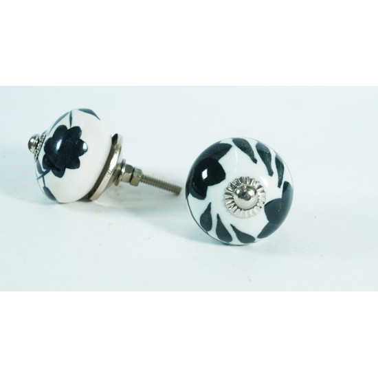 White & Black Leaf Design Ceramic Drawer Knobs - For Kitchen Cabinet Hardware Door Handle Pulls Decorative Dresser - Pack Of 5 White & Black Leaf Design Ceramic Drawer Knobs - For Kitchen Cabinet Hardware Door Handle Pulls Decorative Dresser - Pack Of 5