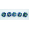 Ceramic Knobs - Blue Round, Green Leaf Design - For Kitchen Cabinet Hardware Door Decorative Dresser Pulls - Set Of 5 Pack