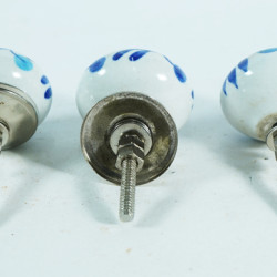 White & Blue Leaf Design Ceramic Drawer Knobs - For Kitchen Cabinet Hardware Door Handle Pulls Decorative Dresser - Pack Of 5 White & Blue Leaf Design Ceramic Drawer Knobs - For Kitchen Cabinet Hardware Door Handle Pulls Decorative Dresser - Pack Of 5