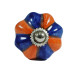 Ceramic Drawer Orange Navy Blue Knobs - For Kitchen Cabinet Hardware Door Pulls Decorative Dresser - Pack Of 5