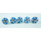 Ceramic Knobs - Blue Round, White Flower Design - For Kitchen Cabinet Hardware Door Decorative Dresser Pulls- Set Of 5 Pack