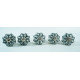Ceramic Knobs - White & Black Flower Design - For Drawer Kitchen Cabinet Hardware Door Pulls Decorative Dresser - Set Of 5 Pack