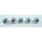 Ceramic Knobs - Blue & Red Dot Flower Design - For Kitchen Cabinet Hardware Door Decorative Dresser Pulls - Set Of 5 Pack