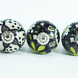 Multicolor Flower Design Ceramic Drawer Knobs - For Kitchen Cabinet Hardware Door Handle Pulls Decorative Dresser - Pack Of 5