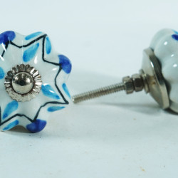 Ceramic Knobs - Dark Blue & Blue Flower Design - For Decorative Kitchen and Dresser Handles - Set Of 5 Pack Ceramic Knobs - Dark Blue & Blue Flower Design - For Decorative Kitchen and Dresser Handles - Set Of 5 Pack