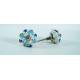 Ceramic Knobs - Dark Blue & Blue Flower Design - For Decorative Kitchen and Dresser Handles - Set Of 5 Pack