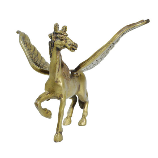 100% Brass Golden Flying Angel Horse With Wings Animal Feng Shui Decorative Home Office Showpiece Figurine.