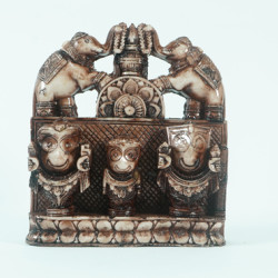 NOVELIKA- Real Handmade Stone Idol of Lord Jagannathan- Balarama & Subhadra Brown Color Statue ( Set of 1 )