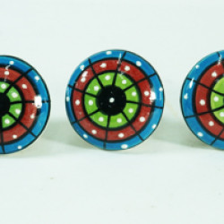 Green, Red ,Blue Blocks With White Dotted -Ceramic knobs. For  Kitchen Cupboard ,Furniture Home Décor,  Cabinet - Drawer - Cabinet pulls - Door knobs. (Set Of 5.)
