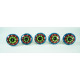Green, Red ,Blue Blocks With White Dotted -Ceramic knobs. For  Kitchen Cupboard ,Furniture Home Décor,  Cabinet - Drawer - Cabinet pulls - Door knobs. (Set Of 5.)