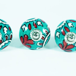 Hand Painted Ceramic Cupboard Wardrobe Cabinet Drawer Door Handles  Knob, ( Set Of 5 )