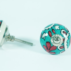 Hand Painted Ceramic Cupboard Wardrobe Cabinet Drawer Door Handles  Knob, ( Set Of 5 )