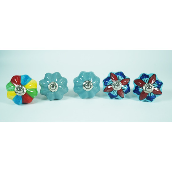 Multi Color Design-Ceramic Knob - Kitchen Cupboard Knob Drawer Pull Furniture Home Décor,  Cabinet knobs - Drawer knobs - Cabinet pulls - Door knobs. Set Of 5.