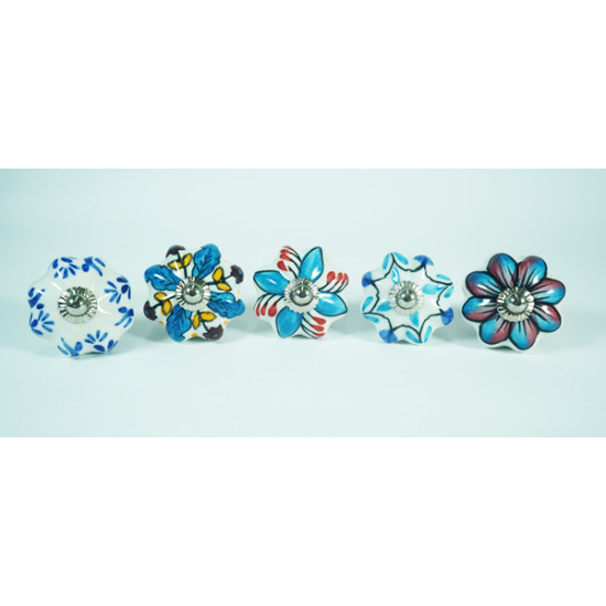 Ceramic Knobs - Multi Drawer - Door Handle for Kitchen Cabinets Wardrobe - Set Of 5