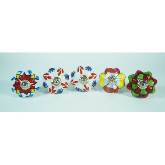 Multicolor Design Ceramic Drawer Knobs - For Kitchen Cabinet Hardware Door Handle Pulls Decorative Dresser - Pack Of 5 Multicolor Design Ceramic Drawer Knobs - For Kitchen Cabinet Hardware Door Handle Pulls Decorative Dresser - Pack Of 5