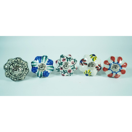 Ceramic Knobs - Multicolor Flower Design - Door Handle for Kitchen Cabinets Wardrobe - Set Of 10 Pack Ceramic Knobs - Multicolor Flower Design - Door Handle for Kitchen Cabinets Wardrobe - Set Of 10 Pack