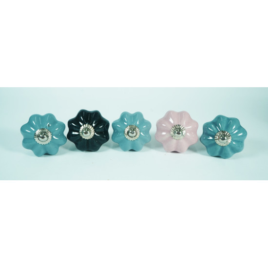 Ceramic  Knob-Hand Painted Door Knob, Cabinet Drawer Pulls, Dresser Door Knob for Home and Kitchen, (Set of 5 )